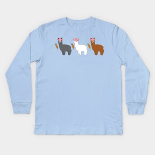 Pink Hair Alpacas I Kids Long Sleeve T-Shirt